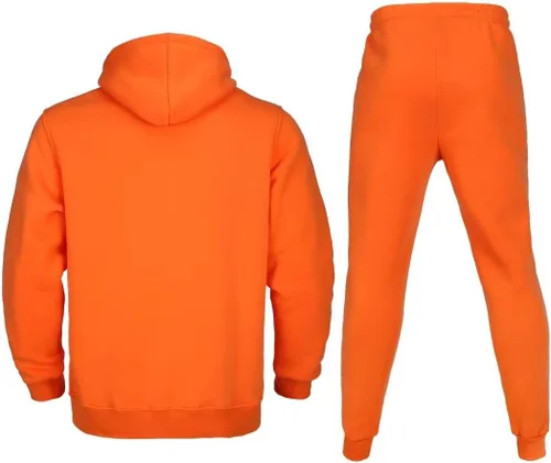 Vista 2 de Conjunto deportivo de forro polar con capucha para hombre, 2 piezas, conjunto casual para correr