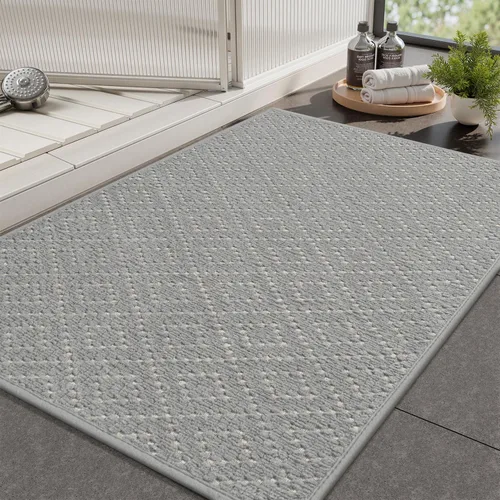 Vista 12 de AMOAMI Tapete de baño fino, súper absorbente, antideslizante, parte trasera de goma, tapetes de baño para baño, secado rápido, superficie