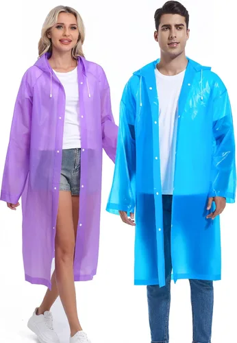 Vista 84 de 2 abrigos de lluvia de Borogo para adultos, chaquetas de lluvia reutilizables para hombres y mujeres