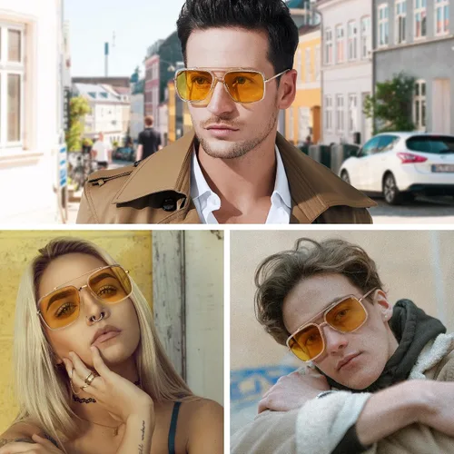 Vista 2 de MAFEEDSS Gafas de sol estilo aviador retro para hombre y mujer