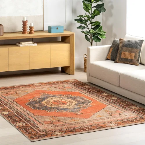 Vista 7 de nuLOOM Chana - Alfombra de área de tejido plano enmarcada con enrejado, 5 x 8 pulgadas, beige