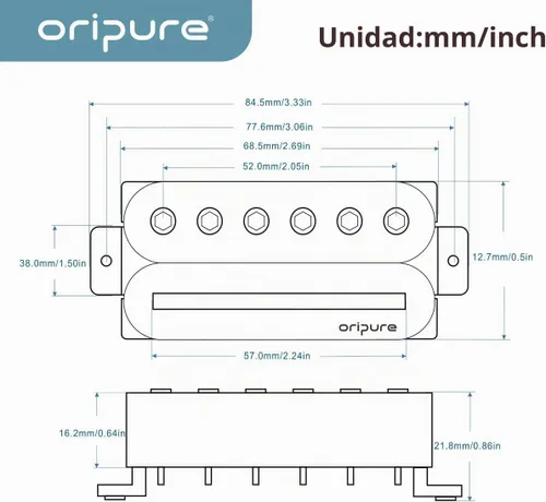 Vista 2 de Oripure Pastillas Humbucker Alnico 5 para Guitarra Pastilla de Puente Hot Dual Rail y Postes de Tornillo