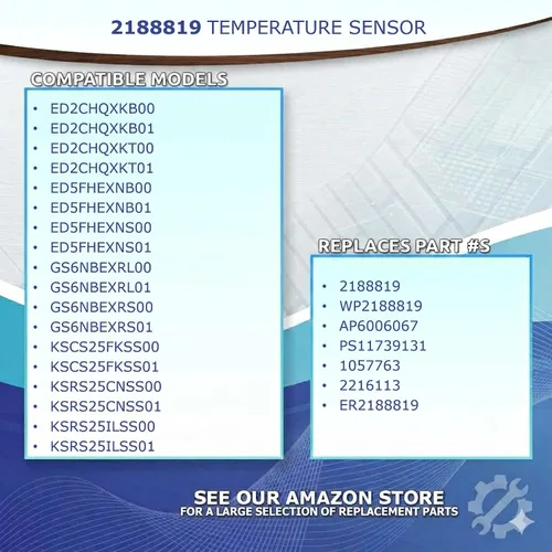 Vista 4 de Wholesale Sensors Termistor de refrigerador de repuesto Whirlpool 2188819 garantía de 12 meses