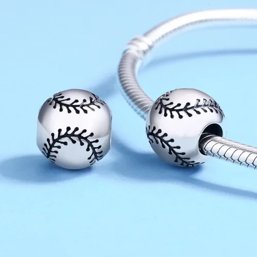 Vista 4 de Sport Bead Charms 925 Sterling Silver USA Rugby Football Basketball Volleyball Golf Club Bat Mitten European Charm Bracelet
