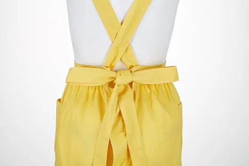 Vista 6 de Hyzrz Delantales retro ajustables con volantes con bolsillos para mujeres y niñas, vintage, espalda cruzada, vestido de sirvienta, delantal