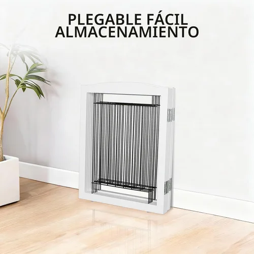 Vista 7 de ZJSF Puerta plegable independiente para perros, puerta de madera extra ancha blanca para cachorros, 6 paneles, puertas altas para mascotas
