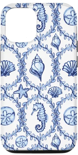 Vista 25 de Funda náutica para iPhone 12 Pro Max Coastal Nieta Preppy Shells náutica blanca azul mar