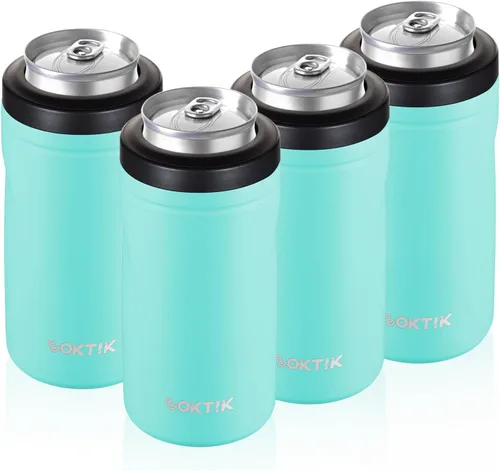 Vista 35 de COKTIK 4 en 1 enfriador de latas aislado, enfriador de latas delgadas de doble pared para latas de 12 oz regulares o delgadas y botellas de cerveza