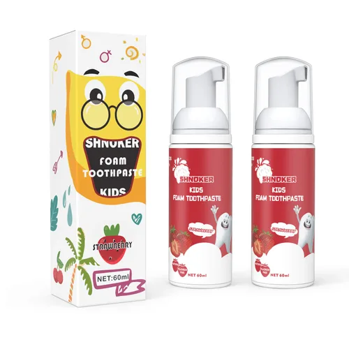 Vista 6 de Pasta de dientes de espuma para niños con sabor a fresa, fórmula natural sin flúor, pasta de dientes de espuma para cepillo de dientes eléctrico