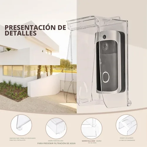 Vista 5 de Cubierta impermeable para teclado de puerta, tapa abatible transparente, cubierta impermeable para timbre de puerta, resistente a la intemperie