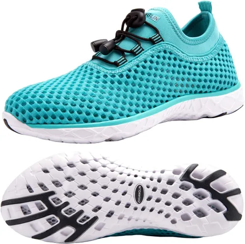 Vista 23 de Zapatos de agua para mujer de secado rápido, drenaje de 3 segundos y todo terreno para natación, senderismo, yoga 18155Negro