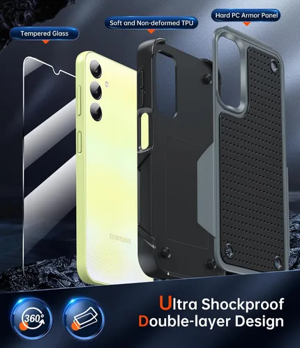Vista 2 de LeYi Funda compatible con Samsung A25-5G: Funda para Galaxy A25 con protector de pantalla, resistente de doble capa anti arañazos, parte trasera