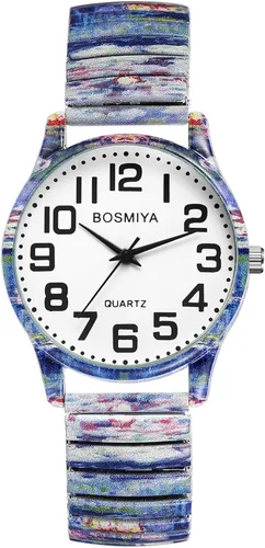 Vista 11 de Lancardo Reloj de pulsera para mujer: Bohemia elástica analógica de cuarzo, gran número, esfera blanca, fácil de leer, cumpleaños, día de San
