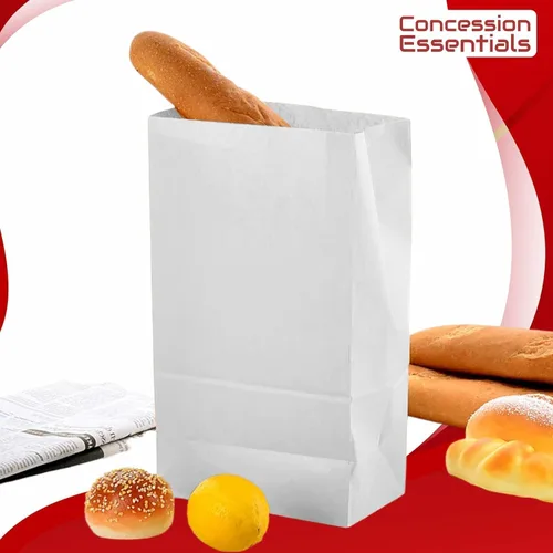 Vista 3 de Concession Essentials - Bolsas de papel blanco de 4 libras - Bolsas de papel de servicio de alimentos para panadería, dulces, aperitivos y comida