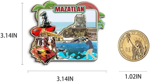 Vista 3 de Mazatlán México imán de nevera de madera 3D monumentos de viaje coleccionables, recuerdos, decoración hecha a mano