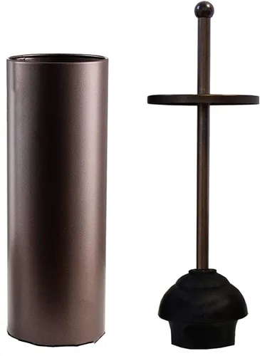 Vista 7 de Émbolo de inodoro negro con soporte para recipiente de metal para baño, taza de goteo, resistente, limpieza profunda