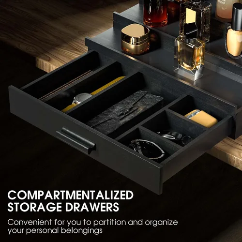 Vista 2 de Sephyroth Organizador de colonia para hombre, 3 niveles, estante elevado de exhibición de colonia con cajón, organización de perfumes y elevadores