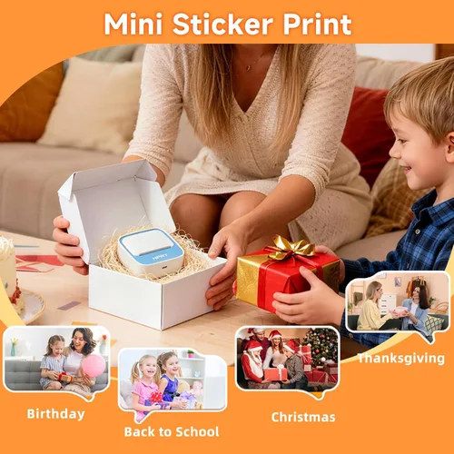 Vista 5 de HPRT Portable Sticker Printer, S1 Thermal Mini Inkless Label Printer Blue Sticker Maker for iPhone/Android, Label Printer for Study Notes, Text