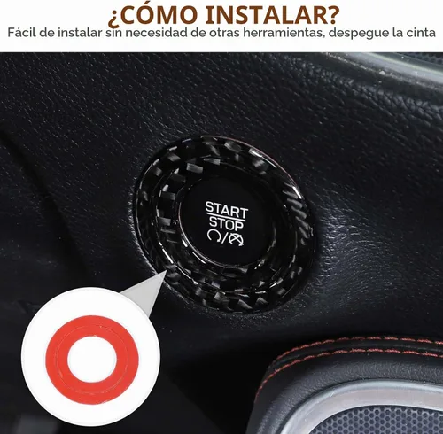 Vista 6 de RT-TCZ para Challenger Botón de inicio con botón de presión Cubierta de recortado Anillo de borde de fibra de carbono para Chrysler 300C 2015+