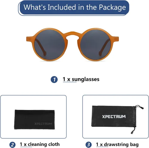 Vista 5 de Xpectrum Gafas de sol redondas pequeñas unisex ligeras Hippie Circular Plástico Retro Lennon Boho Gafas