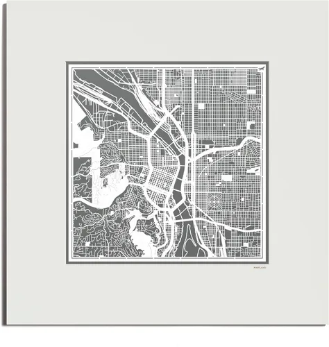 Vista 145 de O3 Design Studio San Diego, CA Paper Cut Map Matted Grey 20x20 in Paper Art