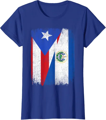 Vista 39 de Camiseta Half Puerto Rico El Salvador Flag Orgullo Salvadoreño Roots