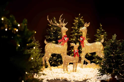Vista 3 de Jingle Joy Gold – Juego de 3 piezas de ciervos iluminados (set de 5 pies)