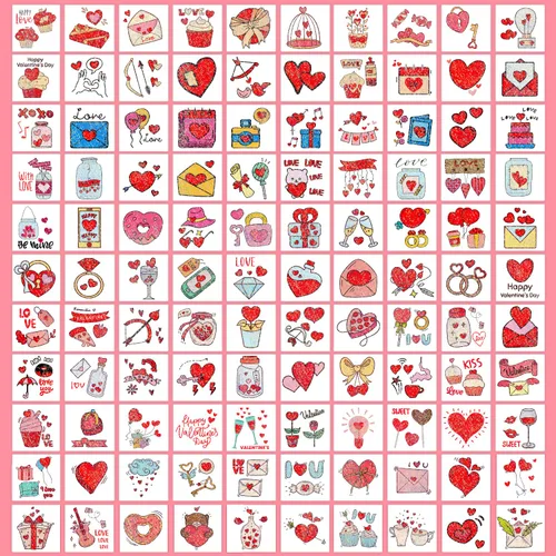 Vista 4 de Partywind 204 estilos de purpurina para el día de San Valentín, tatuajes temporales para niños, suministros de fiesta de San Valentín, regalos