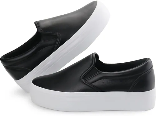 Vista 7 de JABASIC Mocasines de plataforma sin cordones para mujer, mocasines cómodos y casuales