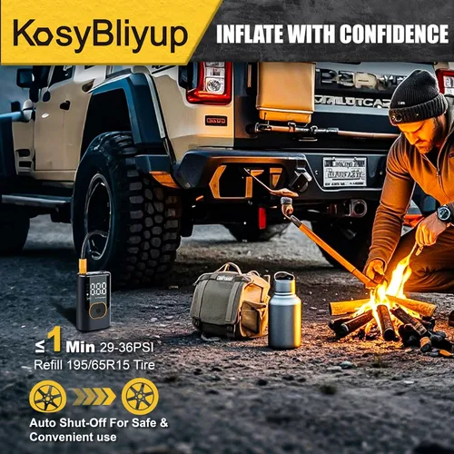Vista 5 de Inflador de neumáticos, compresor de aire portátil de 150 PSI, bomba de aire para bicicleta, bomba de aire inalámbrica para neumáticos de automóvil