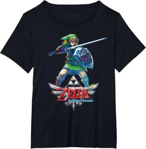 Vista 24 de Camiseta Nintendo Zelda Skyward Sword Link Ready for Battle Negro