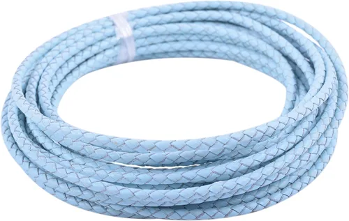 Vista 58 de 2 yardas 8.0mm Cordón redondo de cuero trenzado auténtico marrón antiguo para corbata de bolo