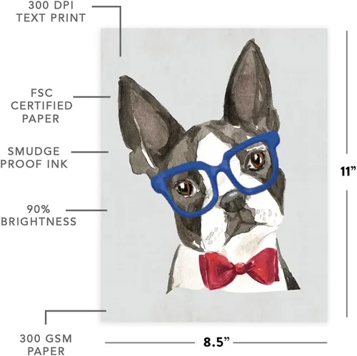 Vista 118 de Andaz Press Póster impreso para pared de perro, 8.5 x 11 pulgadas, Bulldog inglés con gafas negras, 1 paquete, regalo de cumpleaños de Navidad, sin