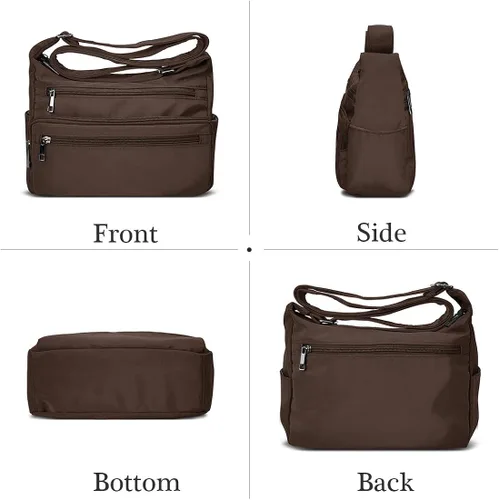 Vista 4 de Monederos RFID para mujer bolso cruzado de nailon con múltiples bolsillos bolso de viaje para mujer