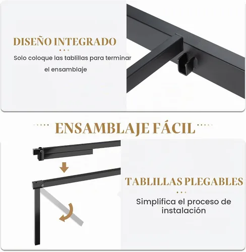 Vista 9 de SHA CERLIN Marco de cama con plataforma de metal tamaño King, cabecero de Negro
