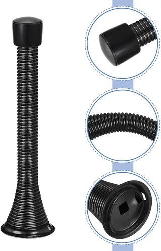 Vista 5 de uxcell 6 topes de puerta de resorte, tope de puerta flexible de 3-3/4 pulgadas con parachoques de goma y tornillos para proteger la parte inferior