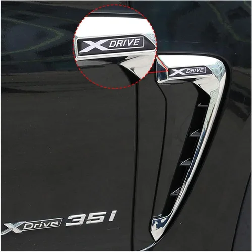 Vista 5 de YIWANG Shark Gills Decoración lateral Fender Vent Trim 2 piezas para BMW Xdrive Logo Emblema X5 F15 X5M F85 2014-2018 (negro)