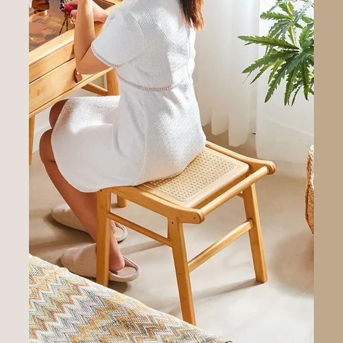 Vista 4 de Escritorio de maquillaje para dormitorio con espejo, tocador con 2 cajones, escritorio de tocador con silla de tocador, juego de tocador de Taburete