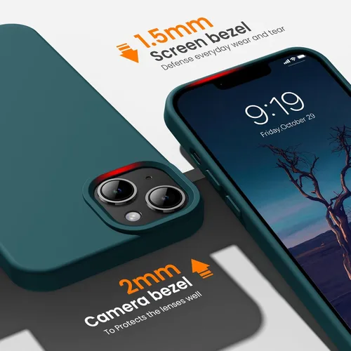 Vista 2 de Funda para iPhone 14, Funda para iPhone 13 a prueba de golpes de silicona líquida protectora para teléfono con forro de microfibra suave