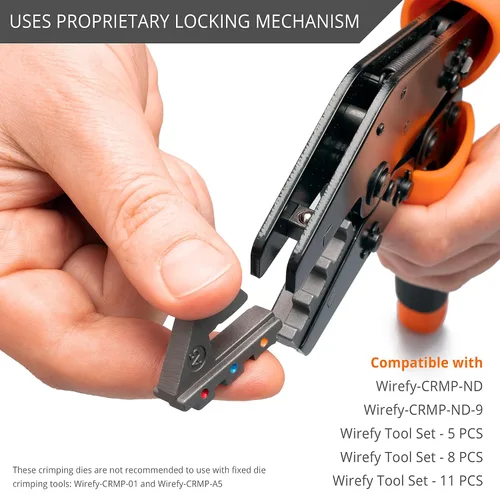 Vista 4 de Wirefy Matriz de crimpado para terminales no aislados de mayor diámetro 6-4 AWG Troquel intercambiable de cambio rápido para herramientas