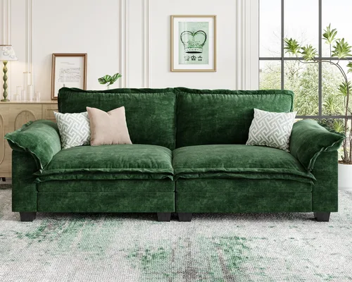 Vista 25 de KKL Sofá Seccional Modular de 89 Pulgadas, Sofá de Amor de 2 Asientos Sofá Nube con Asiento Profundo, Sofás Seccionales de Chenilla para Sala