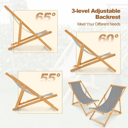 Vista 4 de Giantex Silla de camping plegable para patio – Silla de exterior con 3 posiciones ajustables, lona transpirable, silla de bambú para exterior