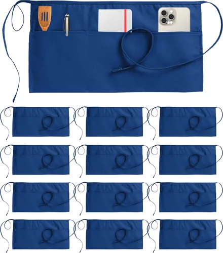 Vista 10 de Utopia Wear 12 Pack Server Aprons with 3 Pockets, Waiter and Waitress Waist Aprons for Women with Pockets, Men Short Aprons