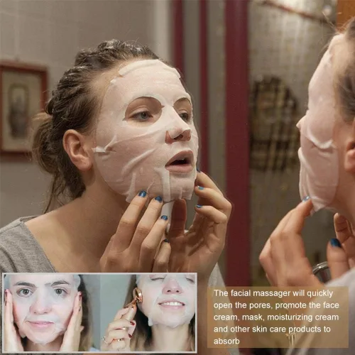 Vista 7 de ZJchao Rodillo masajeador facial, antienvejecimiento, masaje facial, masajeador de belleza, varita masajeadora de piel, dispositivo de belleza