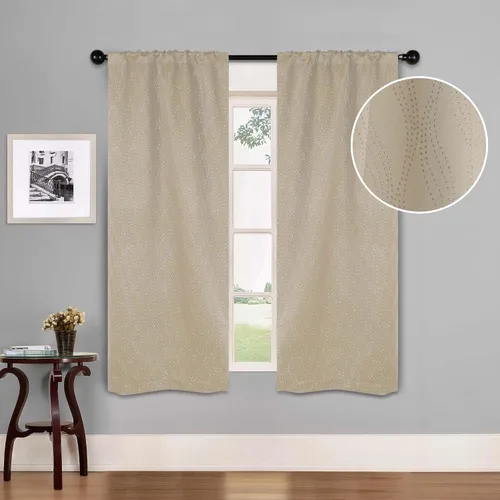 Vista 14 de BLUENILEMILLS Paneles de cortinas opacas para oscurecer la habitación con bolsillo para barra, cortinas perfectas para ventanas de cocina