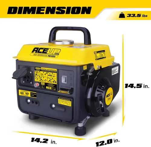 Vista 2 de Aceup Energy - Generador a gasolina de 1000 W, pequeño, portátil, para campamento, ultraligero, cumple con las normativas de la EPA y la CARB