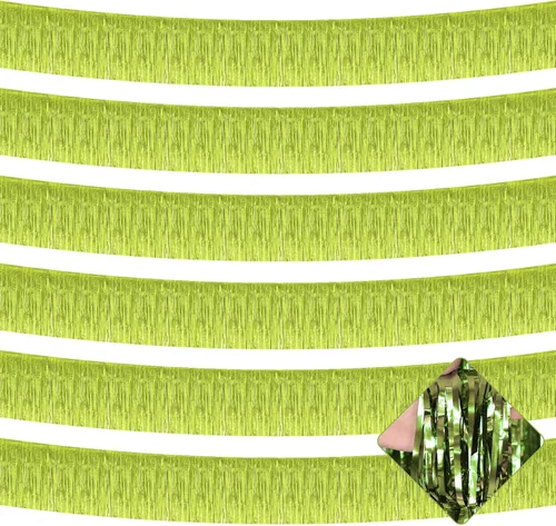 Vista 17 de Paquete de 6 Guirnaldas de Flecos de Papel Aluminio de 10 Pies, Serpentinas Metálicas de Oropel, Pancarta Colgante de Pared, Telón de Fondo