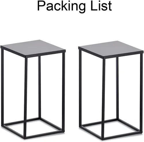 Vista 7 de Soporte de pedestal negro para plantas, 2 piezas, soporte de metal para plantas, soporte de flores de 15.75 pulgadas de alto, soporte para flores