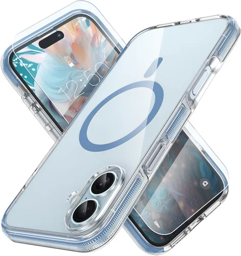 Vista 24 de MILPROX Compatible con iPhone 16 Pro Funda – con protector de pantalla – Compatible con MagSafe – Diseño magnético claro transparente – Que no se