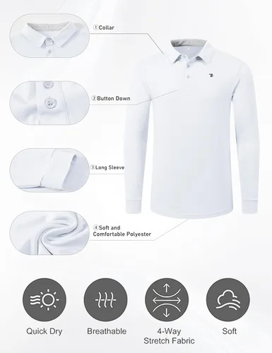 Vista 5 de MoFiz Men's Long Sleeve Shirts Quarter Zip Pullover Men's Polo Shirts Quick Dry